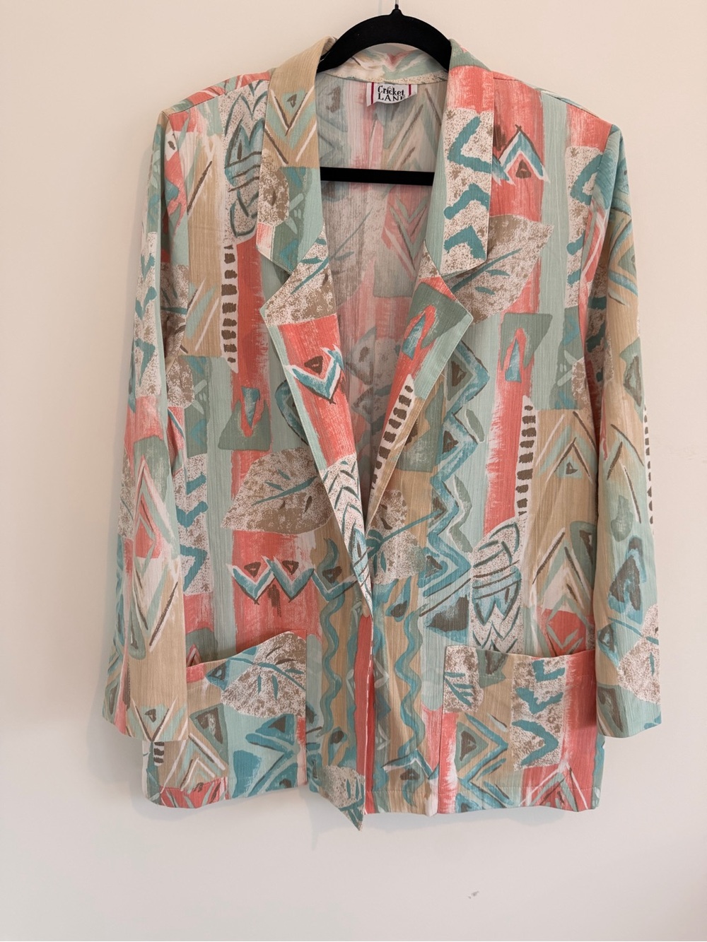 Vintage Cricket Lane Abstract Print Blazer Pastel Jacket XL